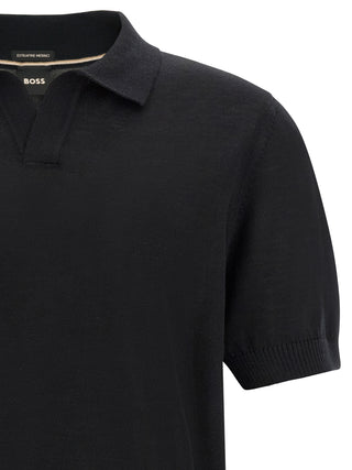 Black Virgin Wool Polo Shirt