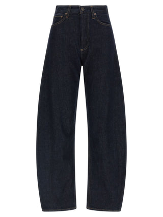 Blue Cotton High-Waisted Jean