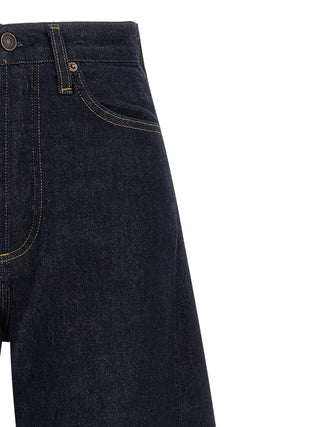 Blue Cotton High-Waisted Jean