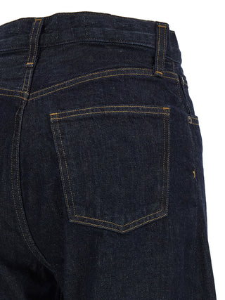 Blue Cotton High-Waisted Jean