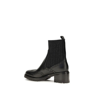 Black Calf Leather Bos Taurus Ankle Boots