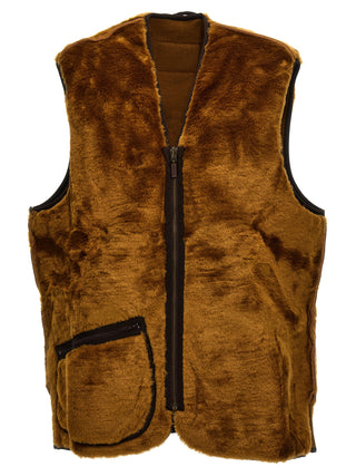 Brown Polyester Sleeveless Jacket