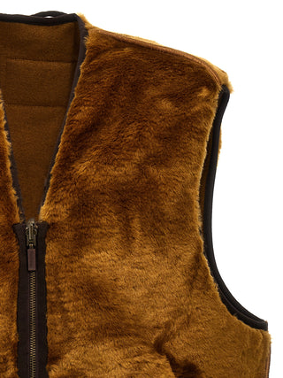 Brown Polyester Sleeveless Jacket