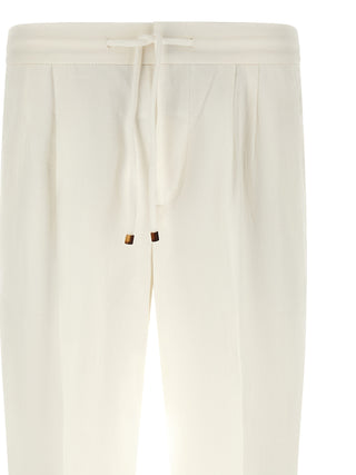 White Linen Casual Pants
