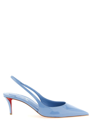 Blue Calfskin Mid Heel Pumps