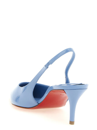 Blue Calfskin Mid Heel Pumps