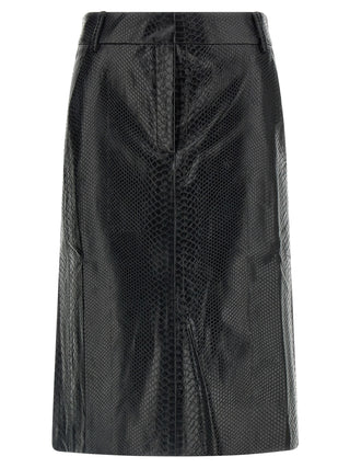 Black Polyethylene Midi Skirt