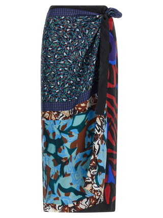 Multicolor Silk Midi Skirt