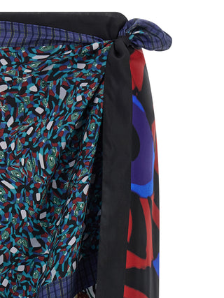 Multicolor Silk Midi Skirt