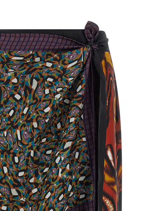 Multicolor Silk Midi Skirt
