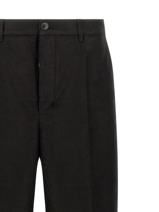 Black Ramie Casual Pants