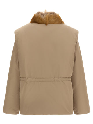 Beige Polyester Sleeveless Jacket
