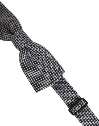 Black White Houndstooth Adjustable Neck Bow Tie