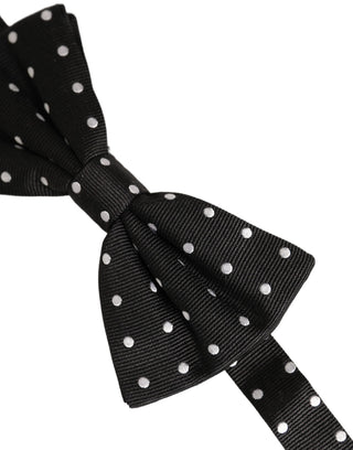 Black White Polka Dot Adjustable Neck Papillon Bow Tie