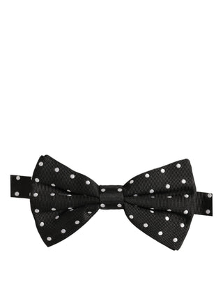 Black White Polka Dot Adjustable Neck Papillon Bow Tie
