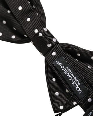 Black White Polka Dot Adjustable Neck Papillon Bow Tie