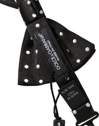 Black White Polka Dot Adjustable Neck Papillon Bow Tie