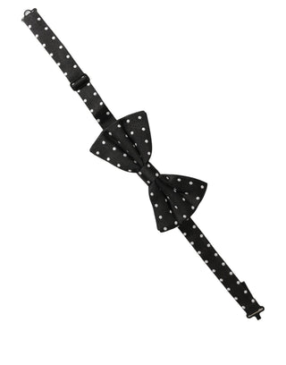Black White Polka Dot Adjustable Neck Papillon Bow Tie