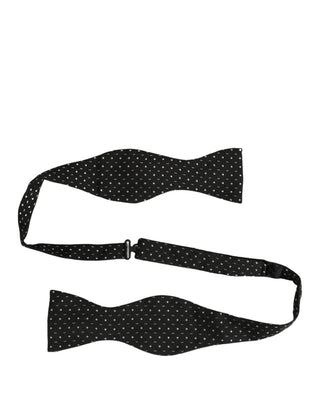 Black White Polka Dot Adjustable Neck Papillon Bow Tie