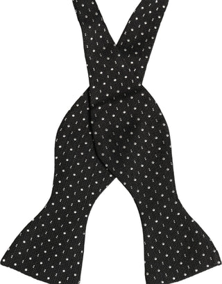 Black White Polka Dot Adjustable Neck Papillon Bow Tie