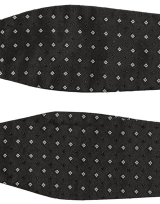 Dark Gray White Polka Dot Adjustable Neck Papillon Bow Tie