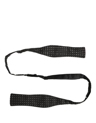 Dark Gray White Polka Dot Adjustable Neck Papillon Bow Tie
