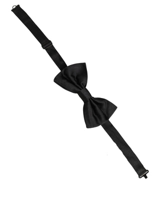 Men Black 100% Silk Adjustable Neck Papillon Bow Tie