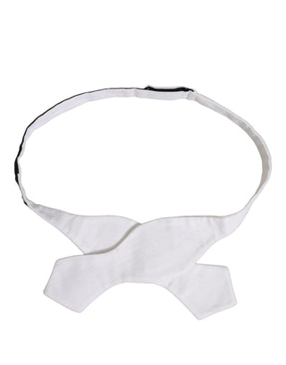 Men White 100% Silk Adjustable Neck Papillon Bow Tie