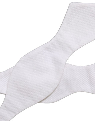 Men White 100% Silk Adjustable Neck Papillon Bow Tie