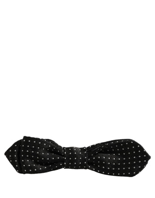 Black Dark Gray Polka Dot Adjustable Neck Papillon Bow Tie