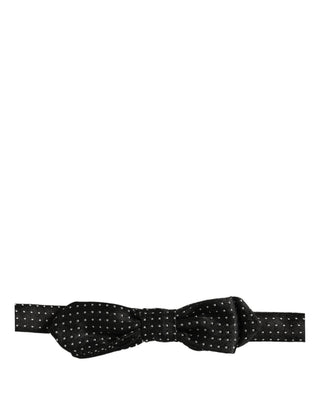 Black Dark Gray Polka Dot Adjustable Neck Papillon Bow Tie