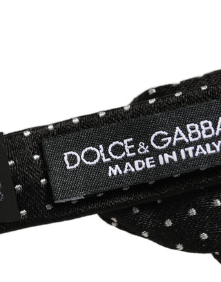 Black Dark Gray Polka Dot Adjustable Neck Papillon Bow Tie