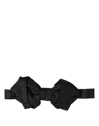 Men Black 100% Silk Adjustable Neck Papillon Bow Tie