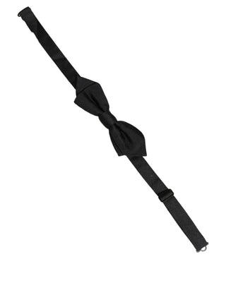 Men Black 100% Silk Adjustable Neck Papillon Bow Tie