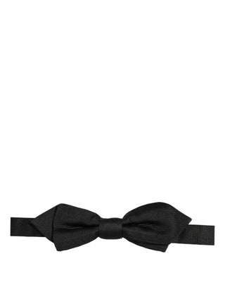 Men Black 100% Silk Adjustable Neck Papillon Bow Tie
