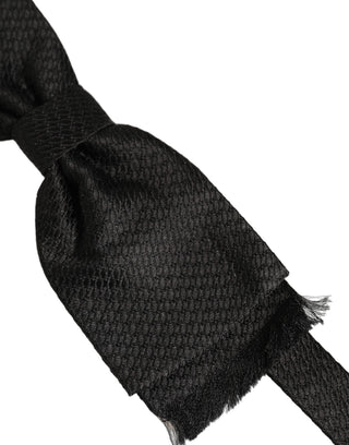 Men Dark Gray 100% SIlk Adjustable Neck Papillon Bow Tie