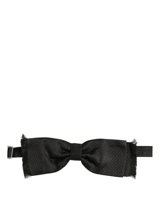 Men Dark Gray 100% SIlk Adjustable Neck Papillon Bow Tie