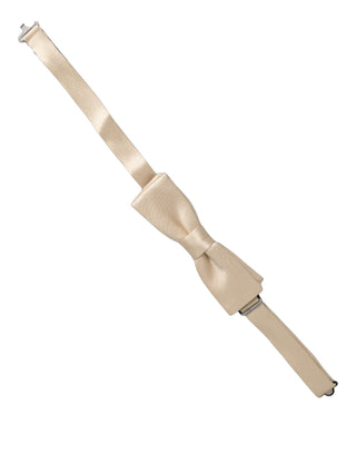 Men Beige 100% Silk Adjustable Neck Papillon Bow Tie