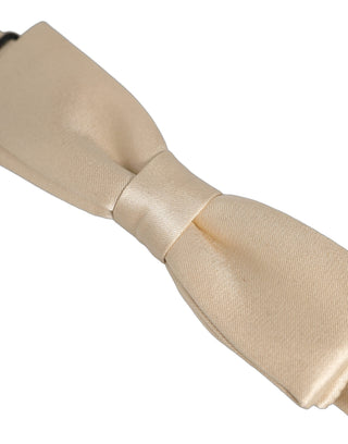 Men Beige 100% Silk Adjustable Neck Papillon Bow Tie