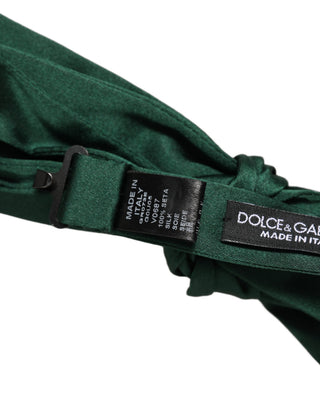 Men Dark Green Silk Adjustable Neck Papillon Bow Tie