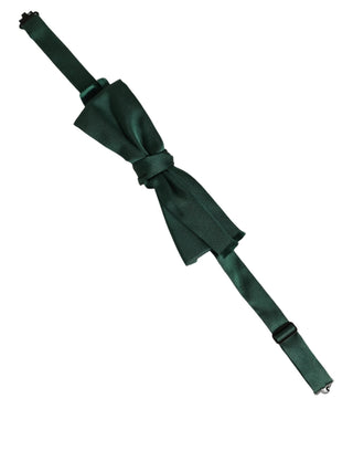 Men Dark Green Silk Adjustable Neck Papillon Bow Tie