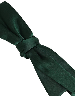 Men Dark Green Silk Adjustable Neck Papillon Bow Tie
