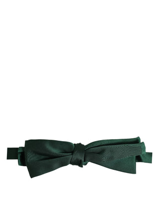 Men Dark Green Silk Adjustable Neck Papillon Bow Tie