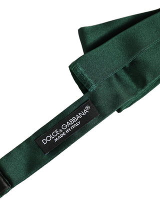 Men Dark Green Silk Adjustable Neck Papillon Bow Tie