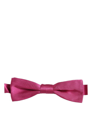 Men Pink 100% Silk Adjustable Neck Papillon Bow Tie