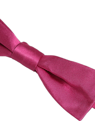 Men Pink 100% Silk Adjustable Neck Papillon Bow Tie
