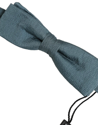 Men Steel Blue 100% Silk Adjustable Neck Papillon Bow Tie
