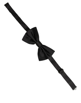 Men Black 100% Silk Adjustable Neck Papillon Bow Tie