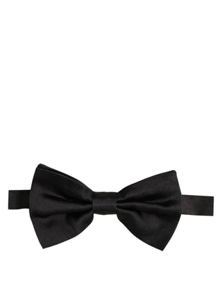 Men Black 100% Silk Adjustable Neck Papillon Bow Tie