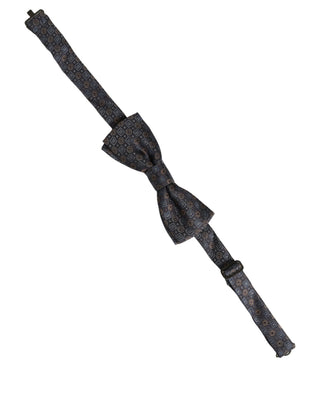 Men Dark Gray Geometric Adjustable Neck Bow Tie